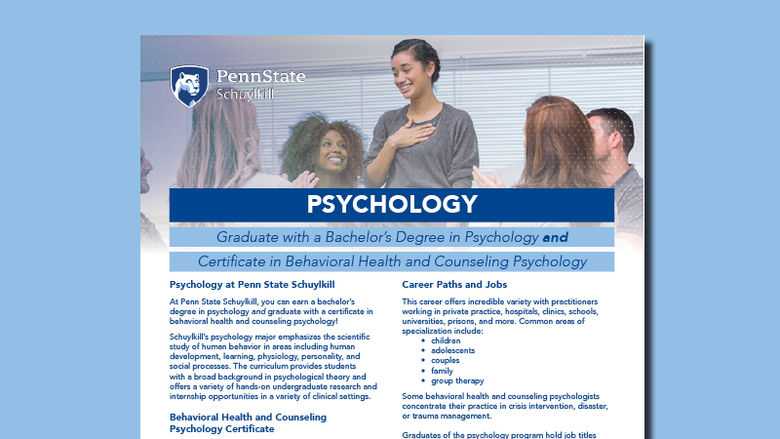 Decorative image with snapshot of Psychology PDF flier.